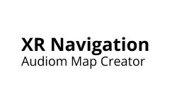 Logo for Audiom reads, "XR Navigation Audiom Map Creator" in black text across a white background