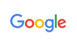 Logo for Google in multicolored text across white background.