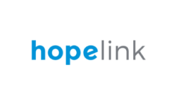 logo for the HopeLink organization, shows hope in highlighted blue text.