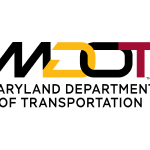 Logo for Maryland Department of Transportation shows acronym in black, yellow, and red with full text beneath it in black.